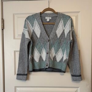 New without Tags Rachel Zoe Gray and Green Argyle Women's Sweater